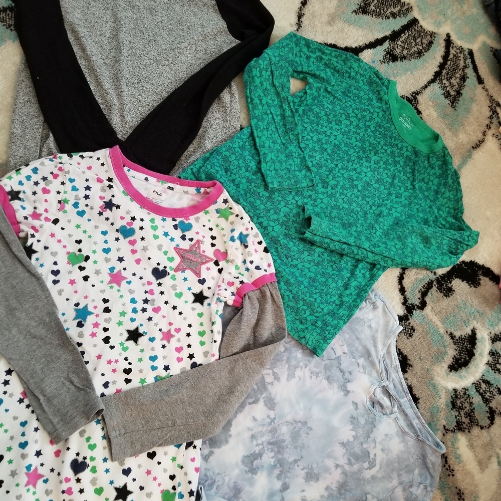 Lot of 4 girls size 8 long sleeved shirts